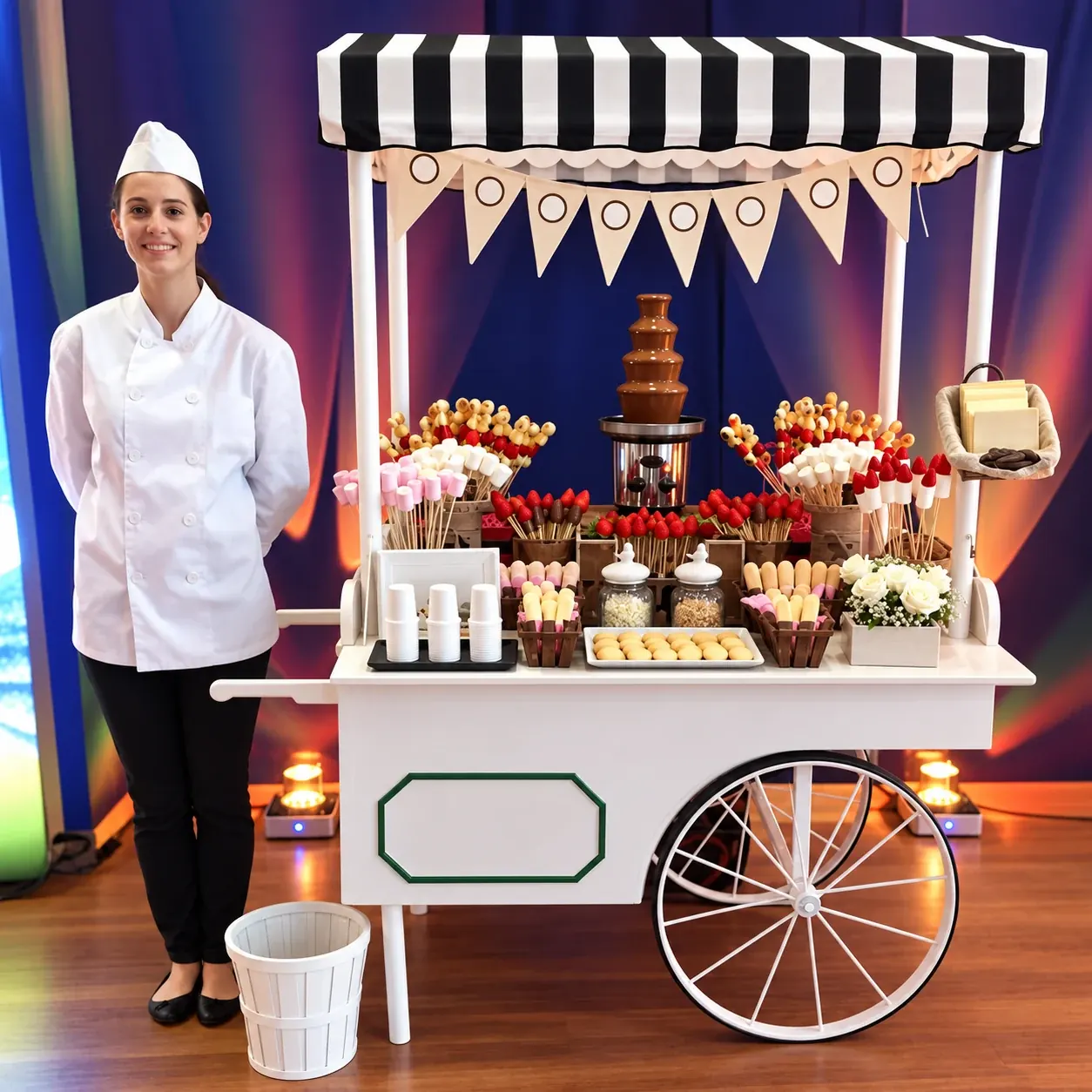 Carrito con equipo de chocolate para eventos · Truca Eventos
