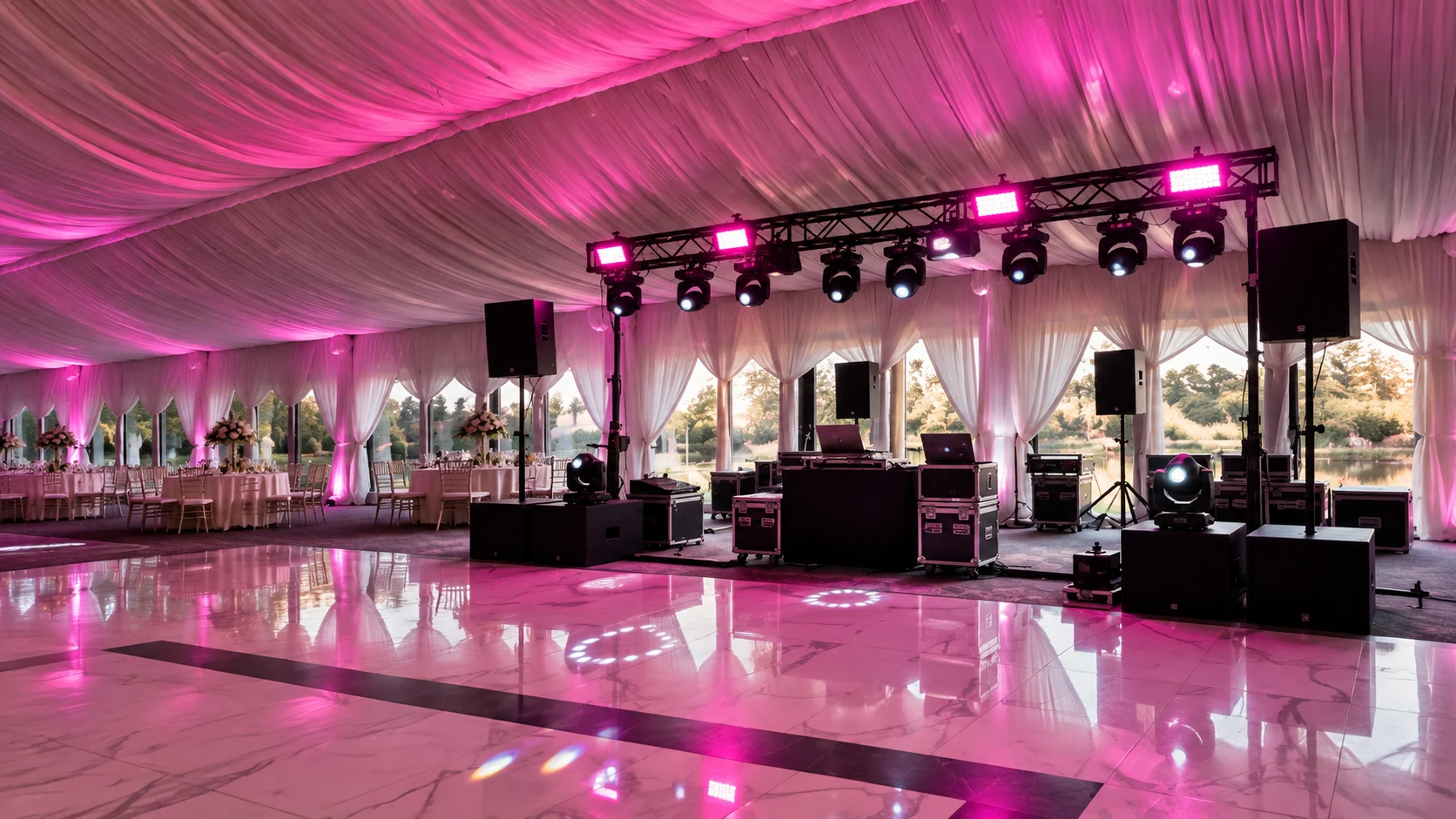 Montaje iluminacion salon · Truca Eventos